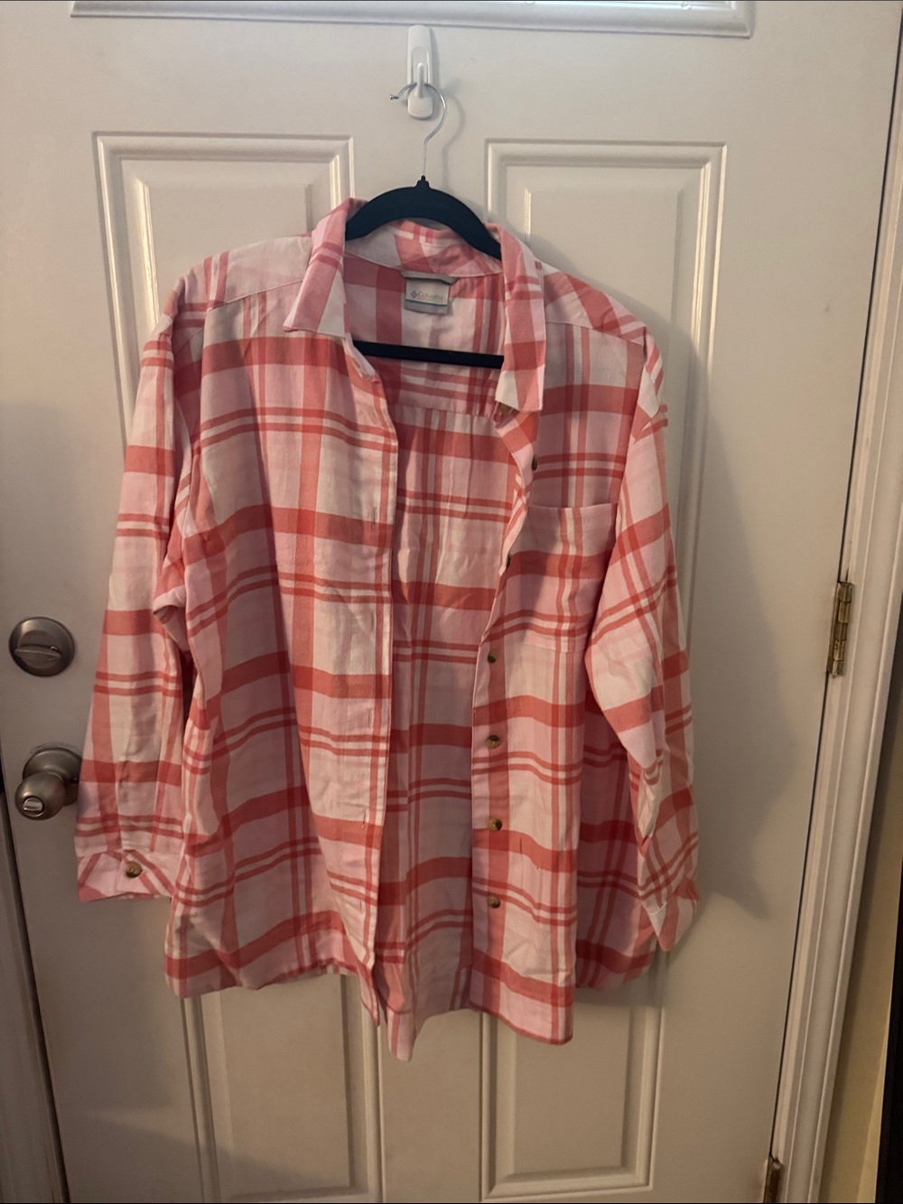 Light Pink Plaid Button-Up Shirt Jacket - Women